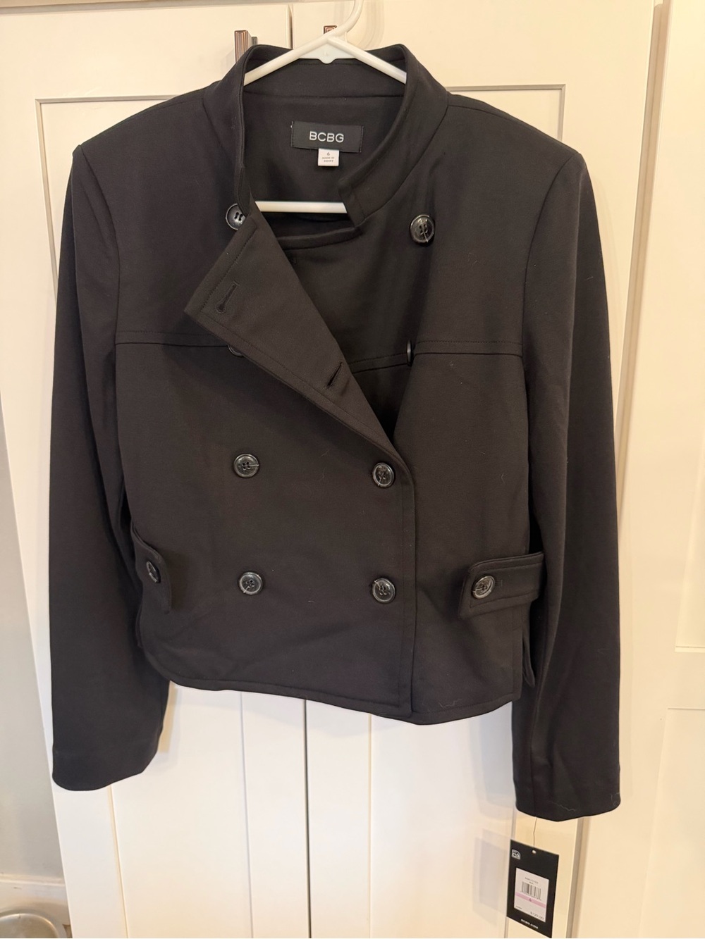 BCBG Black Women's Blazer with Stand Collar